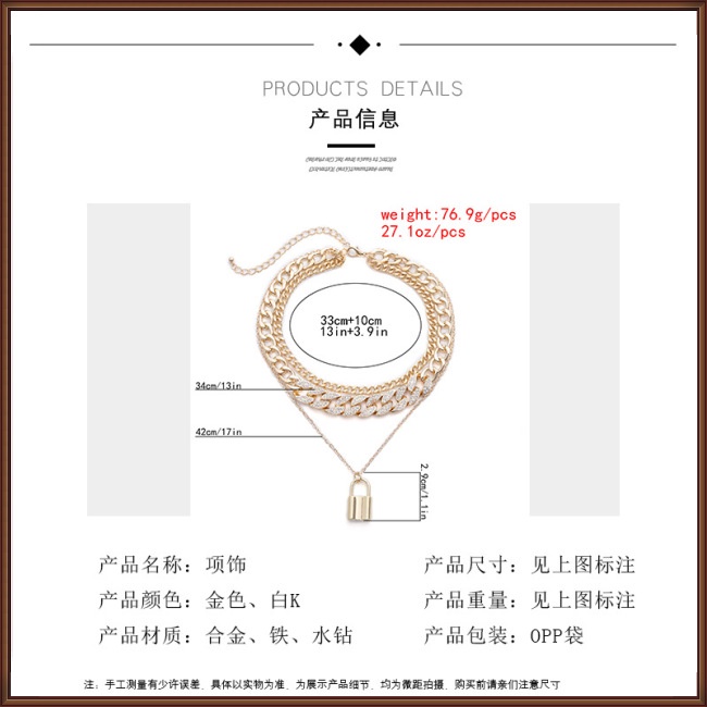 Vòng Tay / Dây Chuyền Mặt Ổ Khóa Hình Học Bằng Hợp Kim Phong Cách Cổ Điển Cho Nữ