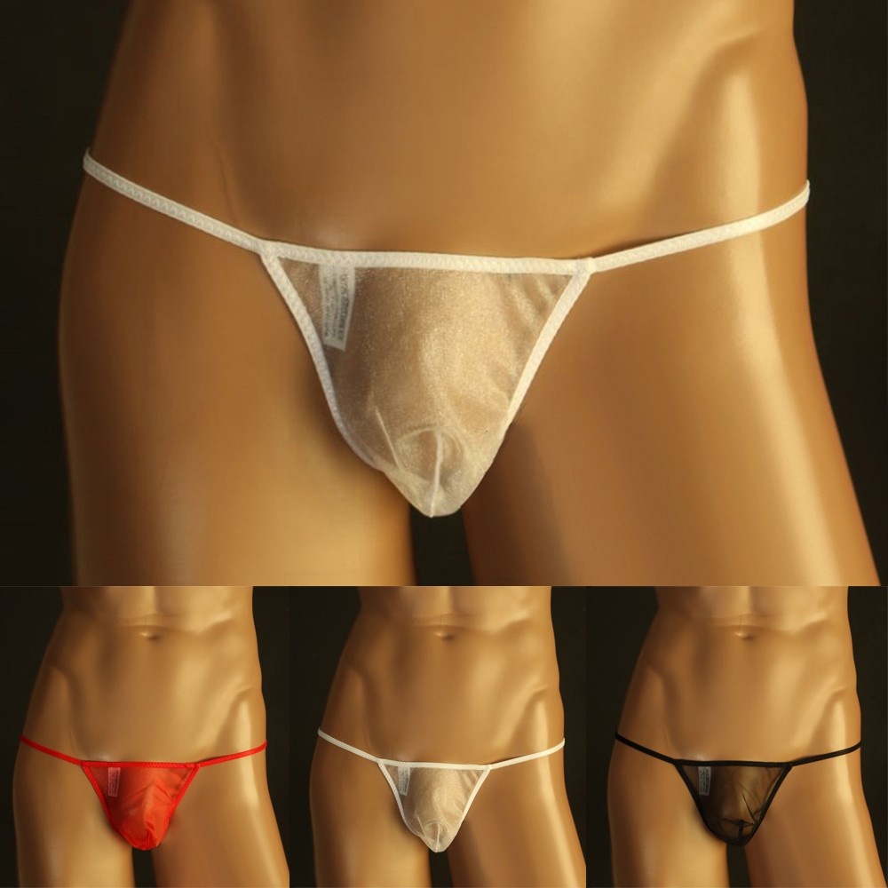 Sexy Mens/T-Back G-string Thong Bikini Underwear Micro Mesh Sheer Pouch Thongs