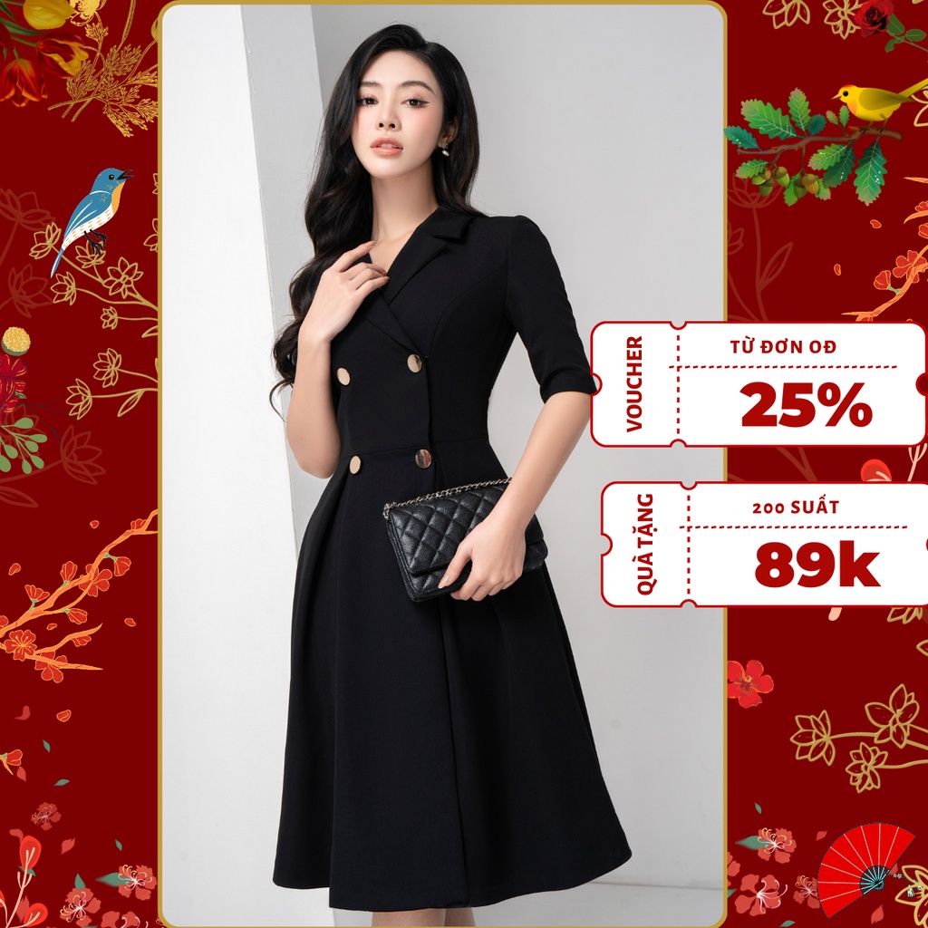 Váy vest xếp ly Zalia Myann chất liệu crep cao cấp, thanh lịch sang trọng