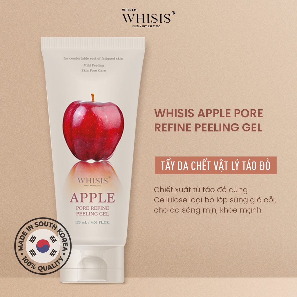 Combo 2 Tẩy Da Chết Mặt Dạng Gel WHISIS Apple Pore Refine Peeling Gel Thu Nhỏ Lỗ Chân Lông Chiết Xuất Táo Đỏ Lên Men
