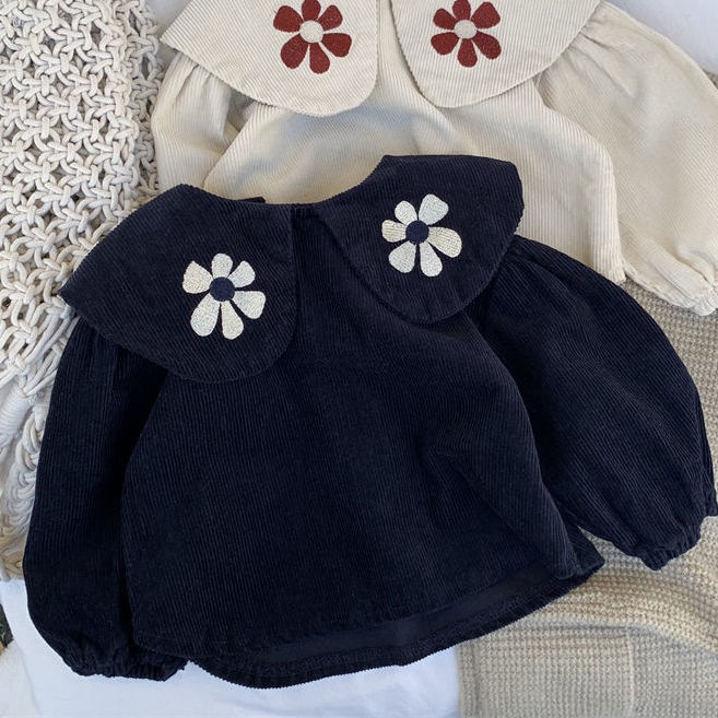 Áo Sơ Mi Tay Dài Phồng Thêu Họa Tiết Thời Trang Xuân Thu Hàn Quốc Mới 2022 Cho Bé Gái
