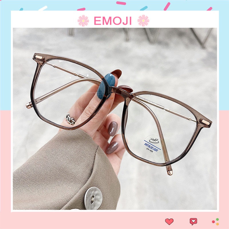 Gọng kính cận thời trang cao cấp kính mắt nữ nam không độ râm mát chống tia UV và bức xạ phong cách Hàn Quốc EMOJI 142