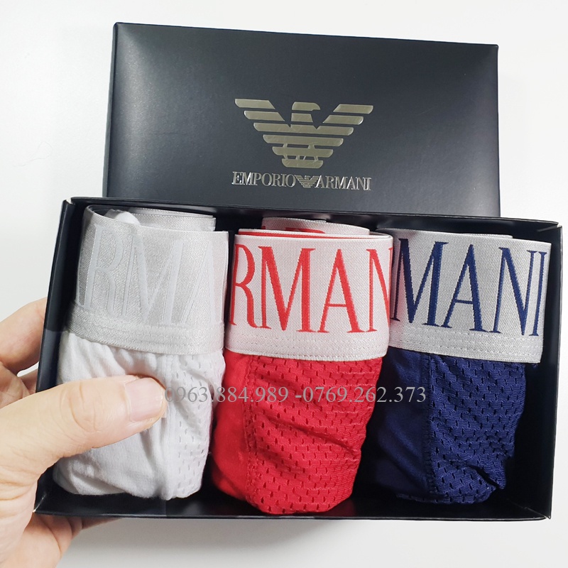 Hộp 3 quần sịp nam E.02 chất liệu thun thông hơi, cạp bạc bản rộng, nhiều màu cho anh em