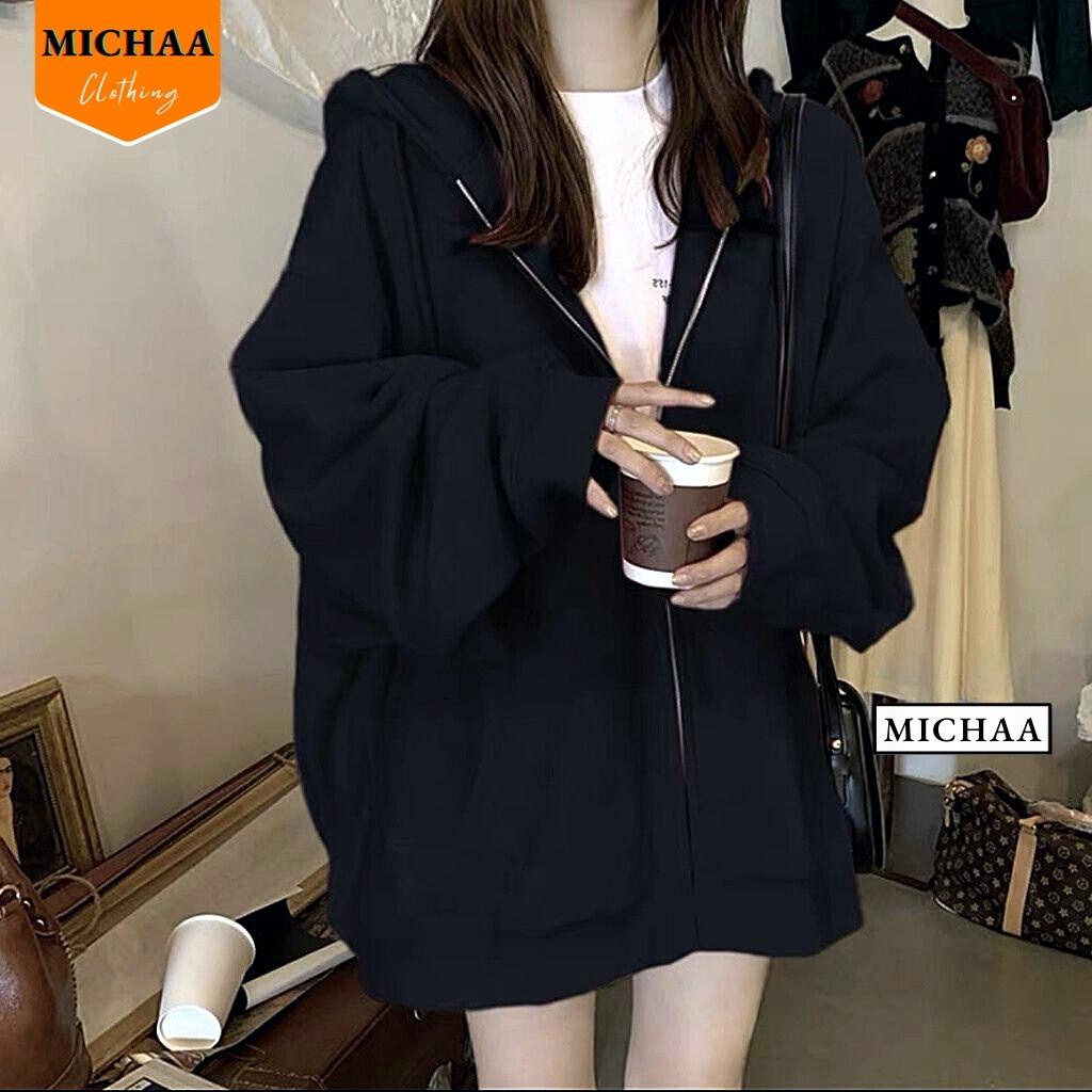 Áo Khoác Hoodie Nỉ TRƠN TAY PHỒNG 2022 Dây Kéo Zip Nam Nữ Ulzzang Unisex Form Rộng Đẹp - MICHAA