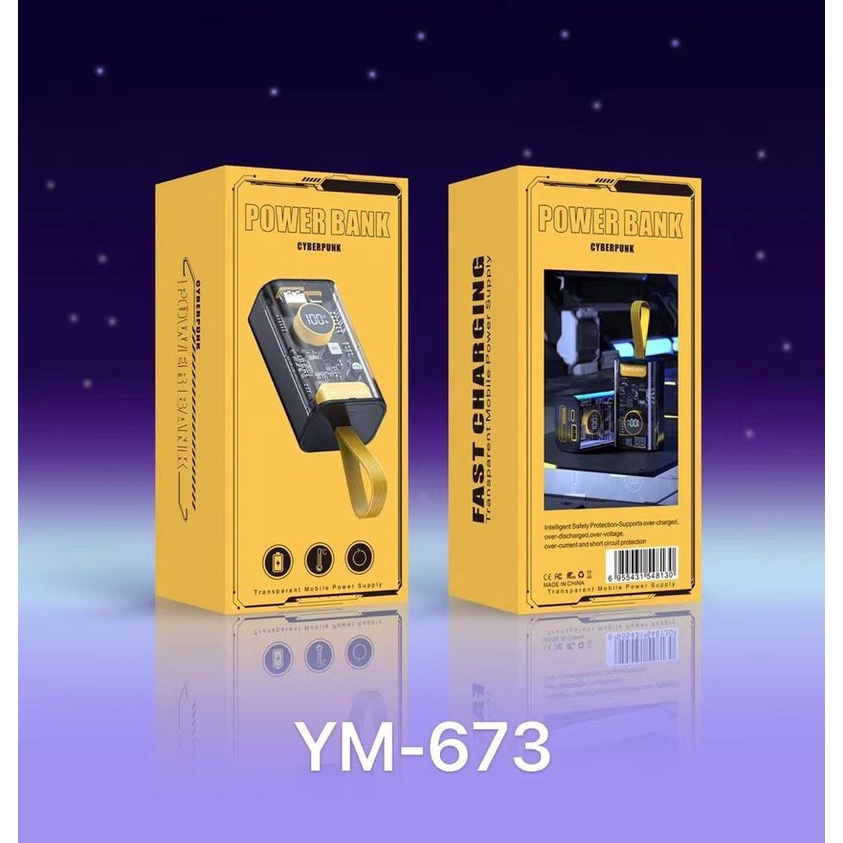 Sạc dự phòng ym-673, sạc dự phòng, sạc nhanh 22,5w. sạc dự phòng trong suốt, 10.000 mah
