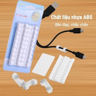 Bộ 20 miếng kẹp cố định dán tường đi dây điện, nẹp cố định dây điện dán tường