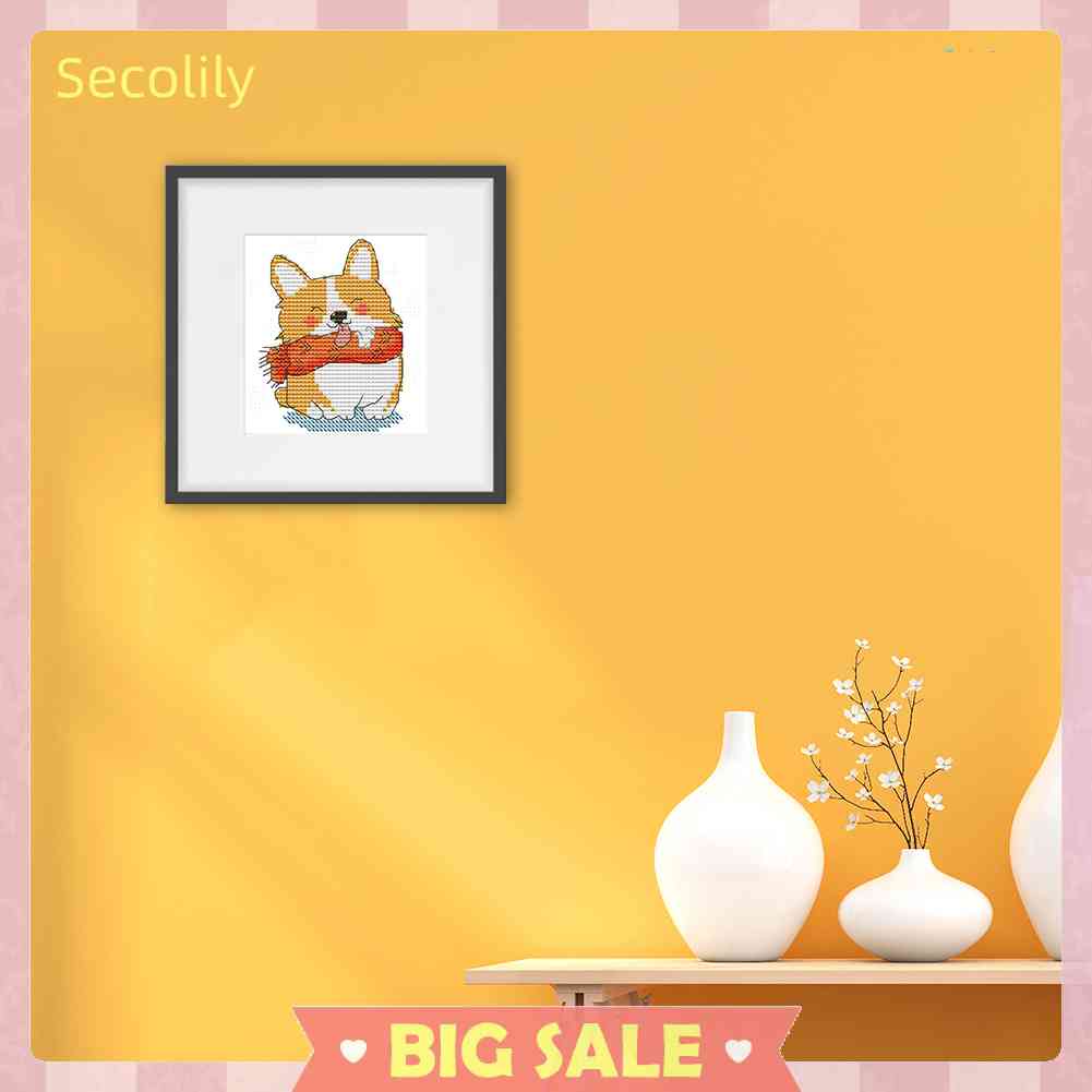 Mới Bộ Tranh Thêu Chữ Thập 14CT DIY Hình Chú Chó Cười Đang Cười