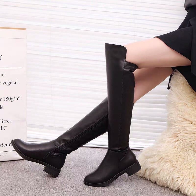 Giày bốt đùi da mềm đế 3,5cm BIG SIZE