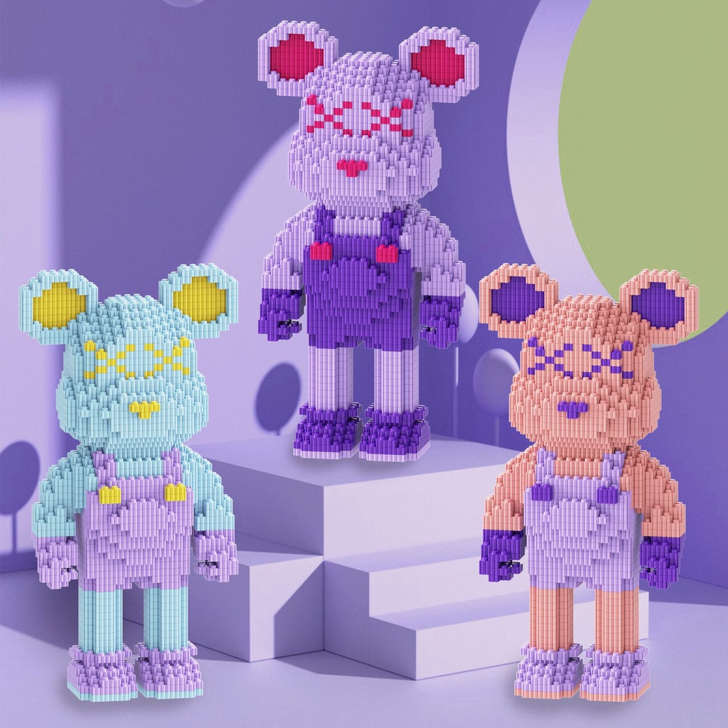 Lắp ráp bearbrick 30cm 35cm, bộ đồ chơi lắp ráp mô hình 3d, mô hình lắp ráp nhân vật hoạt hình, xếp hình mini 3d cho bé