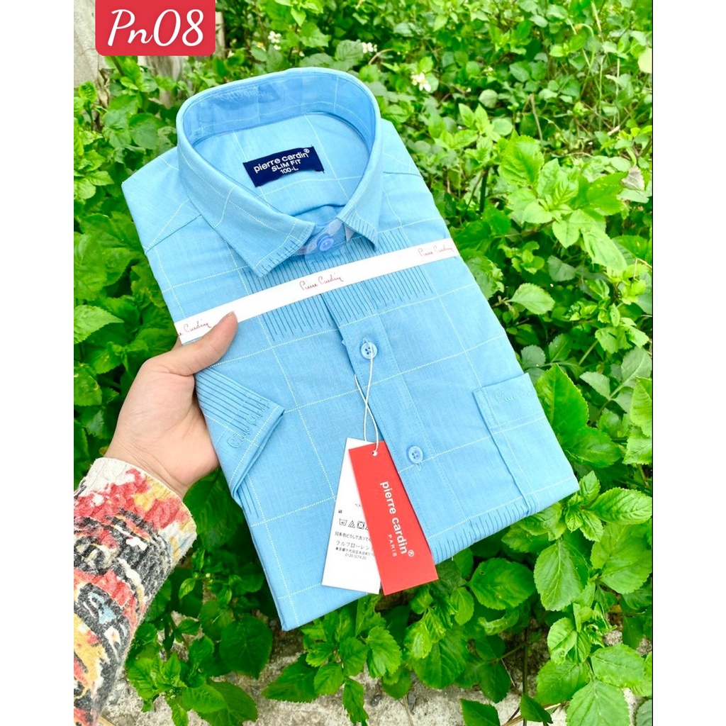 Áo sơ mi nam cộc tay vạt ngang Pierre Cardin mã mới nhất