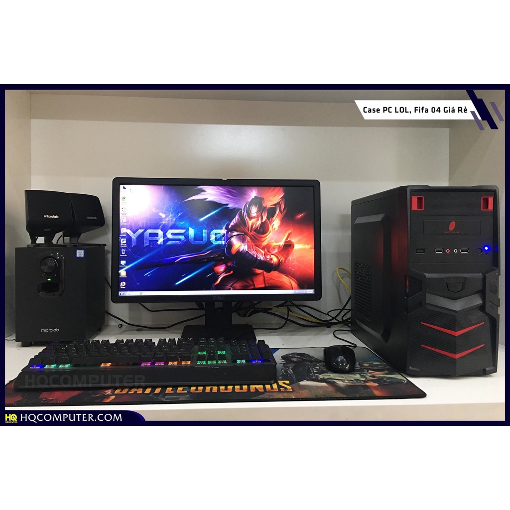 Case máy tính chơi game cấu hình i3 - 3220 Ram 8 Card GTX 750 sử dụng văn phòng thiết kế chơi game cày coin chạy tool