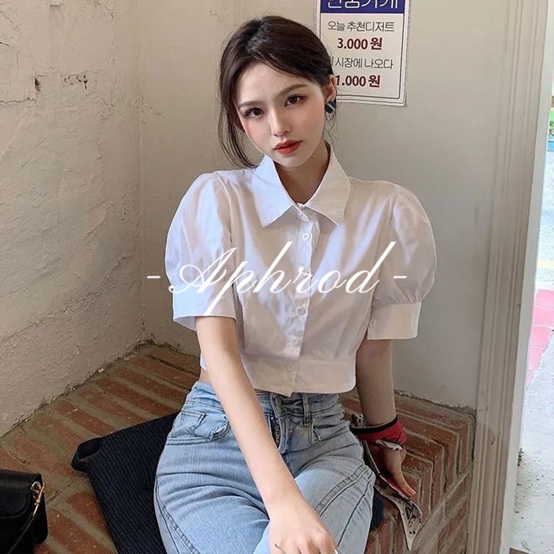 Áo Sơ Mi Tay Phồng Dáng Rộng Phong Cách Hàn Quốc Thiết Kế Mới Cho Nữ