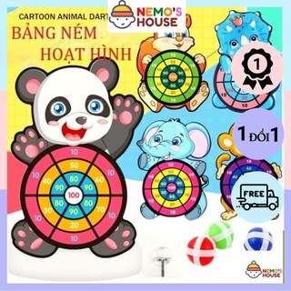 Đồ chơi ném bóng dính, bảng phi tiêu bóng dính hình con vật ngộ nghĩnh dễ thương