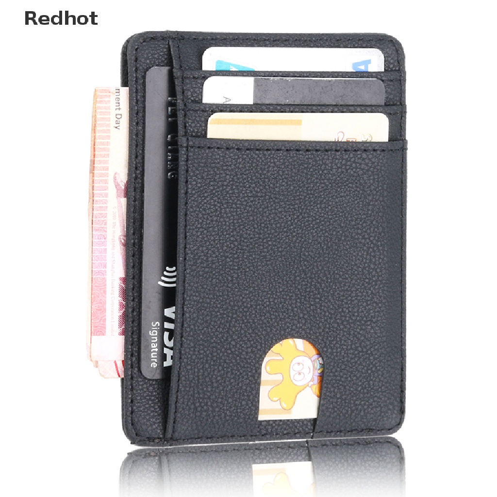 &lt; Redhot &gt; Ví Da Đựng Thẻ Tín Dụng / Tiền Xu Có Kẹp Tiện Lợi RFID Dành Cho Nam