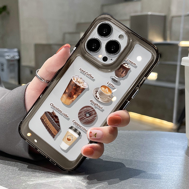 Ốp Điện Thoại DecoPhone Acrylic tpu acrylic Trong Suốt Hình Hạt Cà Phê Cho iphone 6s 7 8 plus x xs xr 11 12 13 14 15 max pro