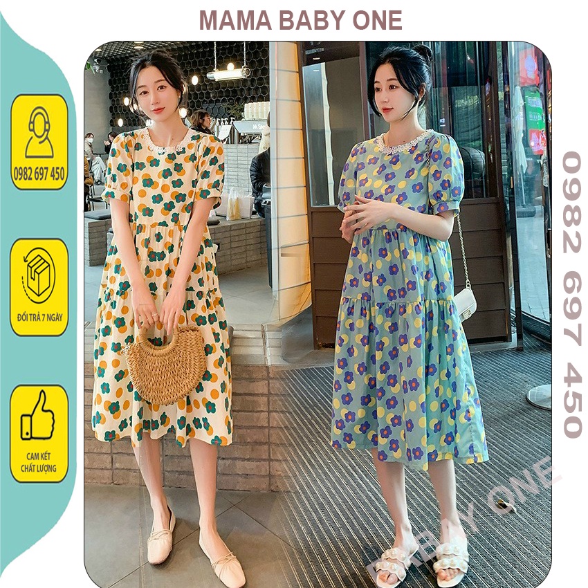 VÁY BẦU TIỂU THƯ, DỰ TIỆC, CÔNG SỞ-ĐẦM BẦU XINH THIẾT KẾ BABAYDOLL HOA, CHẤT THÔ MỀM CỰC XINH