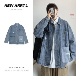 Áo Khoác Denim Dáng Rộng Phong Cách Retro Thời Trang Hàn Quốc Cho Nam Giới