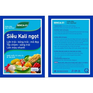 Phân bón Senca Siêu Kali ngọt Senca 31 ( lớn trái, bóng trái, mã đẹp,.. gói 100gam)