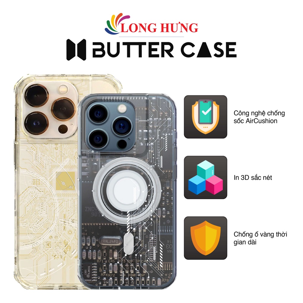 Ốp lưng chống sốc kháng khuẩn sạc không dây ButterCase E-Line Seer Protection Case iP 14 Series - Hàng chính hãng