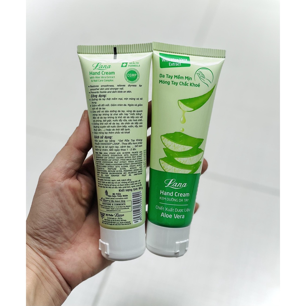 1 TUÝP KEM DƯỠNG DA TAY LANA HAND CREAM ALOE VERA  80G