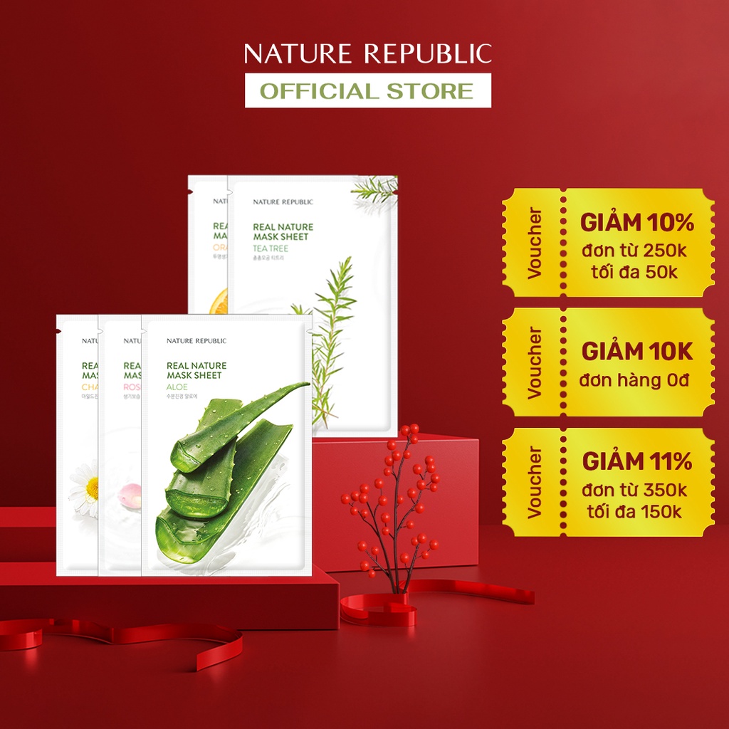 Combo 5 mặt nạ Nature Republic real nature mix ngẫu nhiên 115ml