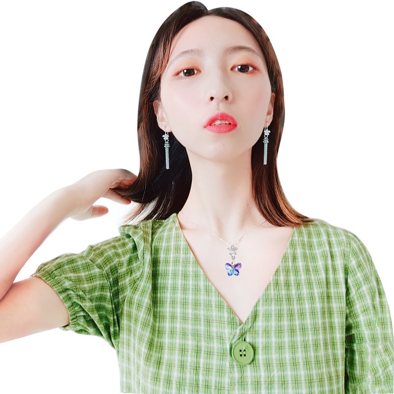 Set 12 Mặt Vòng cổ Thủy Tinh 14mm 6754 Hình Bướm