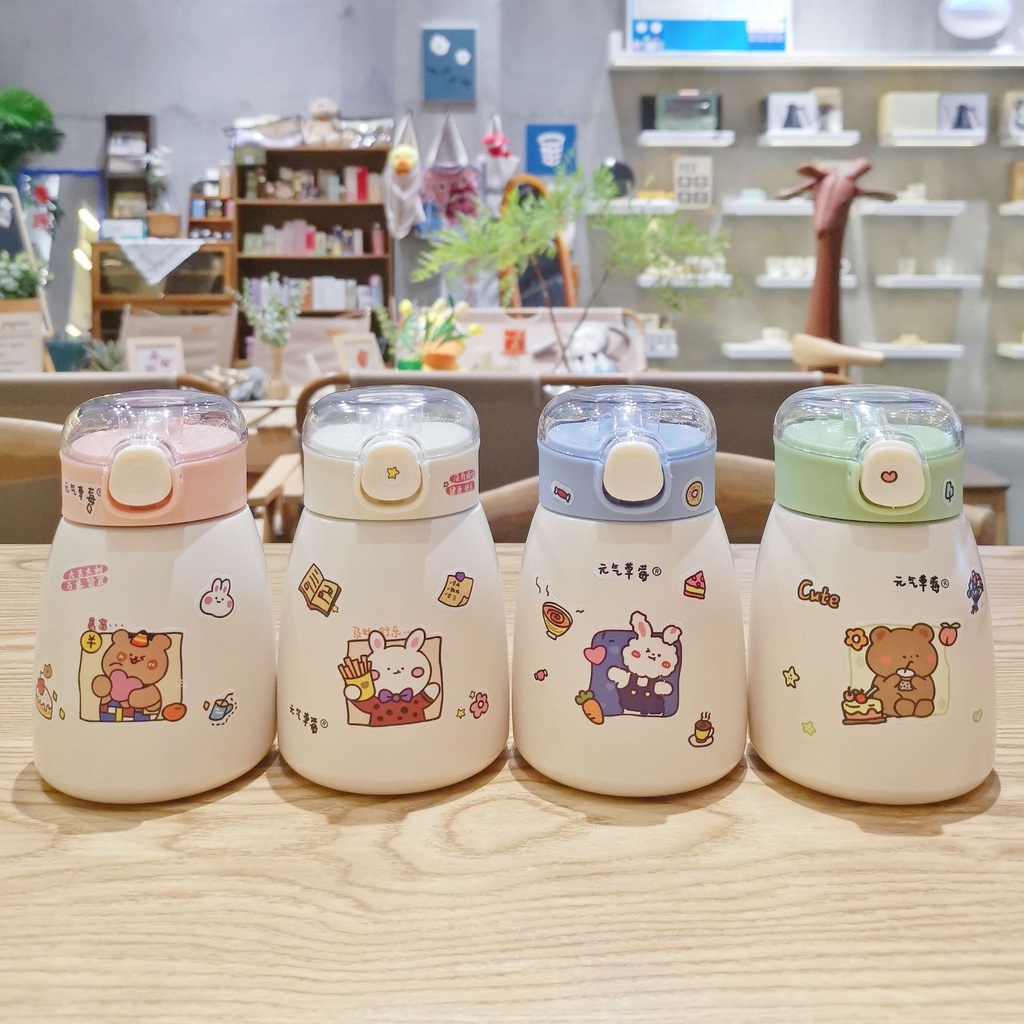 Bình giữ nhiệt có ống hút lõi inox 304 BZM010 dung tích 350ml - Bình nước giữ nhiệt cho bé lõi inox 304