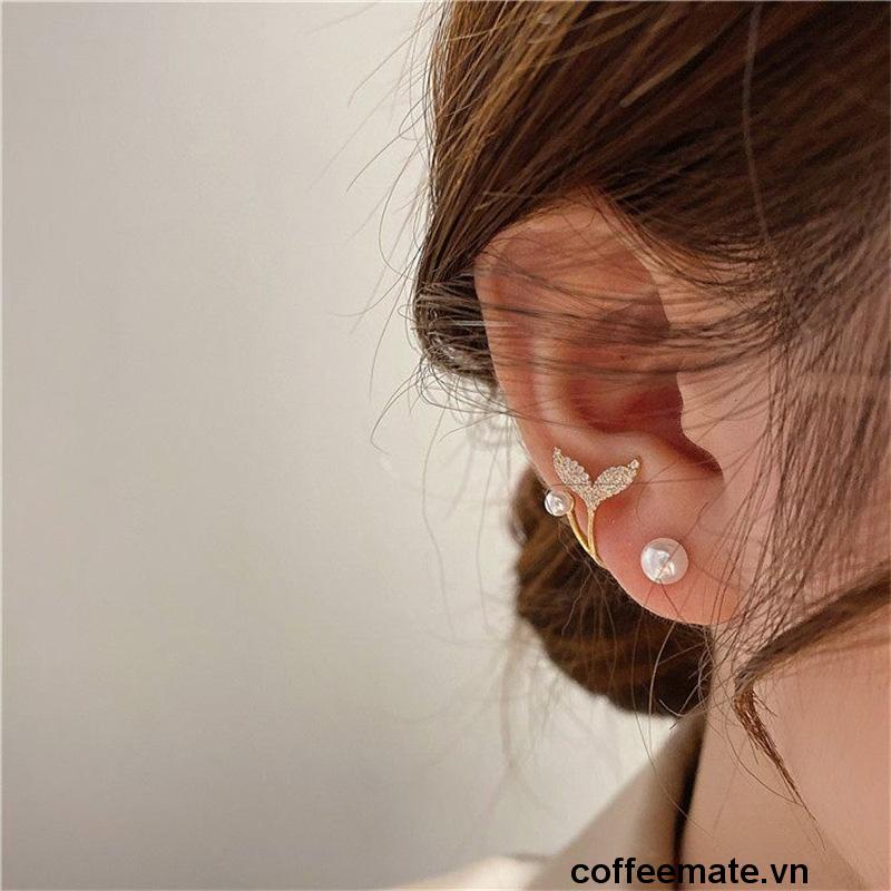【coffeemate】⚡ Bông tai nữ khuyên tai nữ dáng ngắn đuôi cá thanh lịch giá rẻ lolita xinh xắn dễ thương dịu dàng
