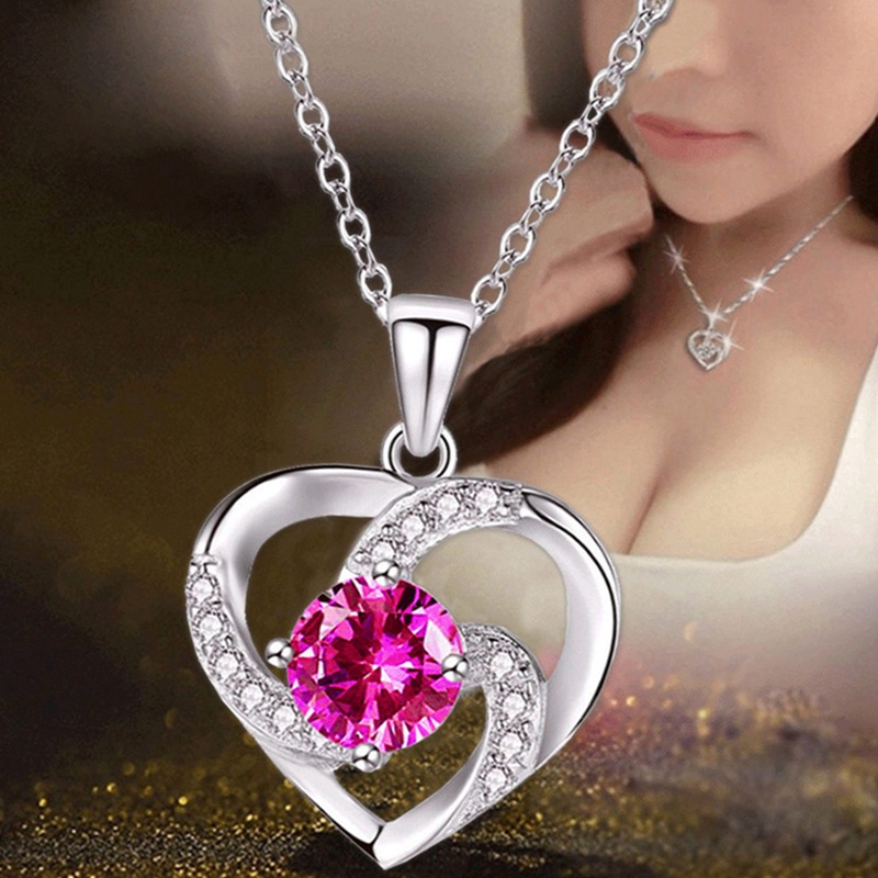 Vòng cổ Mặt Trái Tim Đính Đá Zircon Thời Trang Dành Cho Nữ