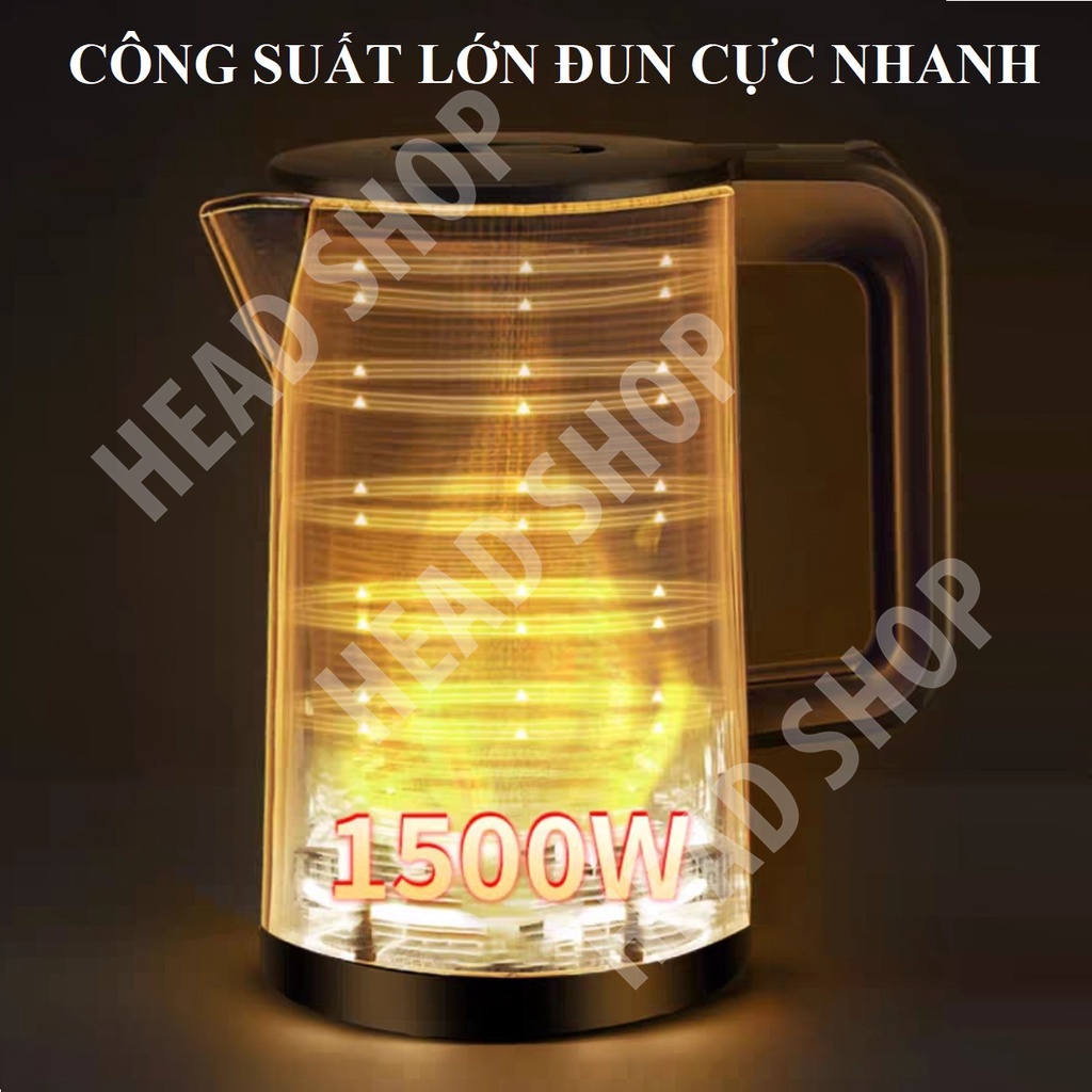 Ấm đun siêu tốc GD-ST19 2.5 Lít bình đun siêu tốc chất liệu thủy tinh bọc nhựa công suất 1500W HEADSHOP