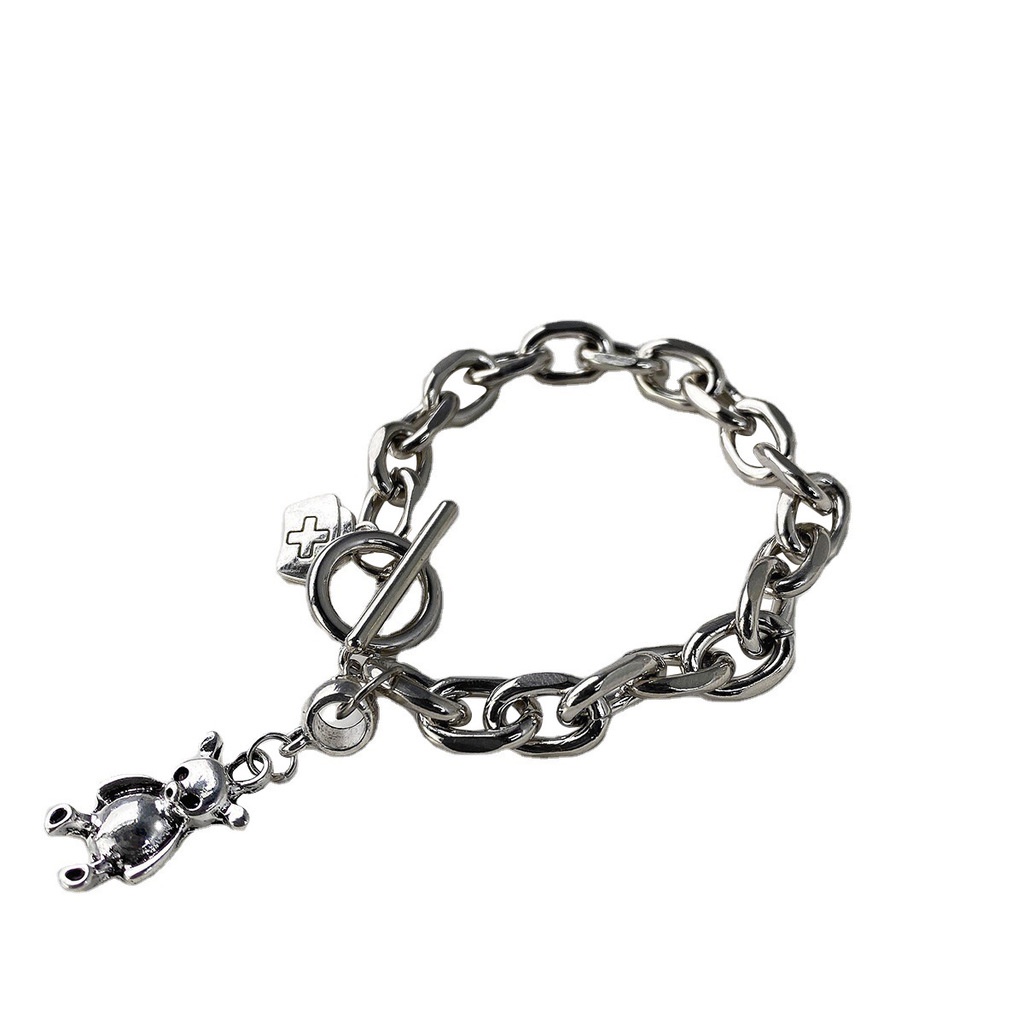 Ins Vòng Tay Đơn Giản Có Khóa Chữ T Hình Gấu Mũ Y Tá Cá Tính