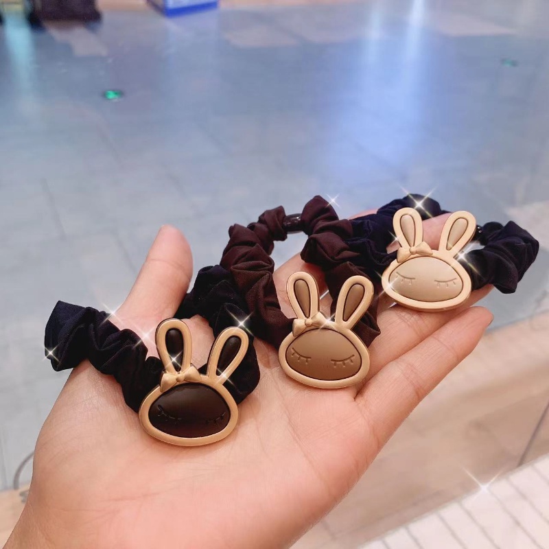 Dây Buộc Tóc Bằng Da Hình Thỏ Phong Cách Retro Cho Nữ