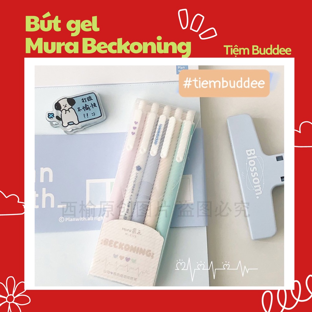 Bút Gel MURA-8128 Beckoning Vỏ Bút Màu Pastel Mực Đen Ngòi 0.5mm