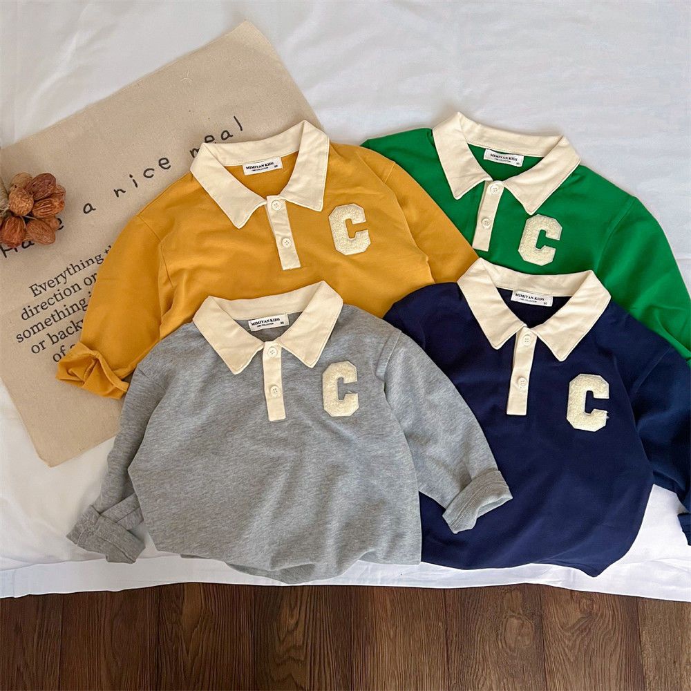 MNGRL Áo Polo Dài Tay Cotton Thoải Mái Hàn Quốc Thời Trang Cho Trẻ Em