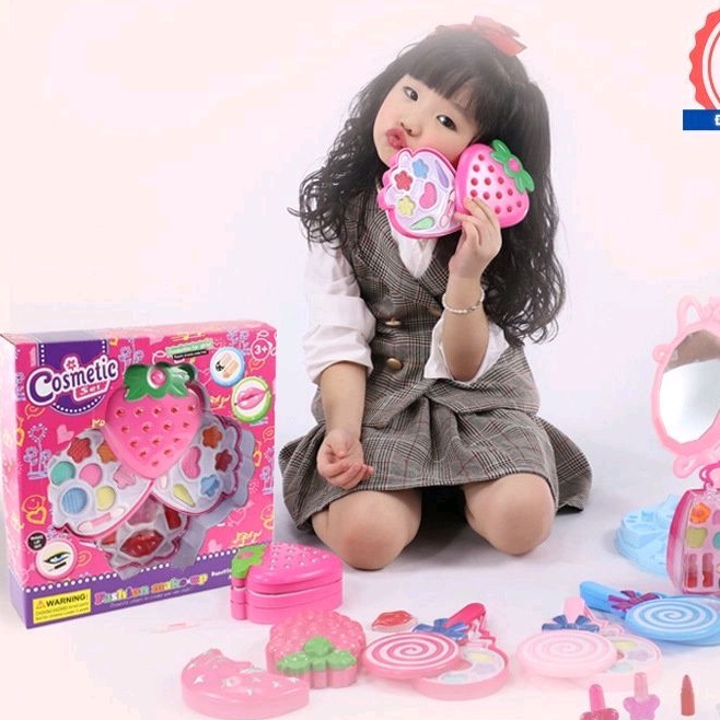 bộ đồ chơi ví trang điểm màu hồng hello kitty và chiếc điện thoại hello kitty đèn nhạc