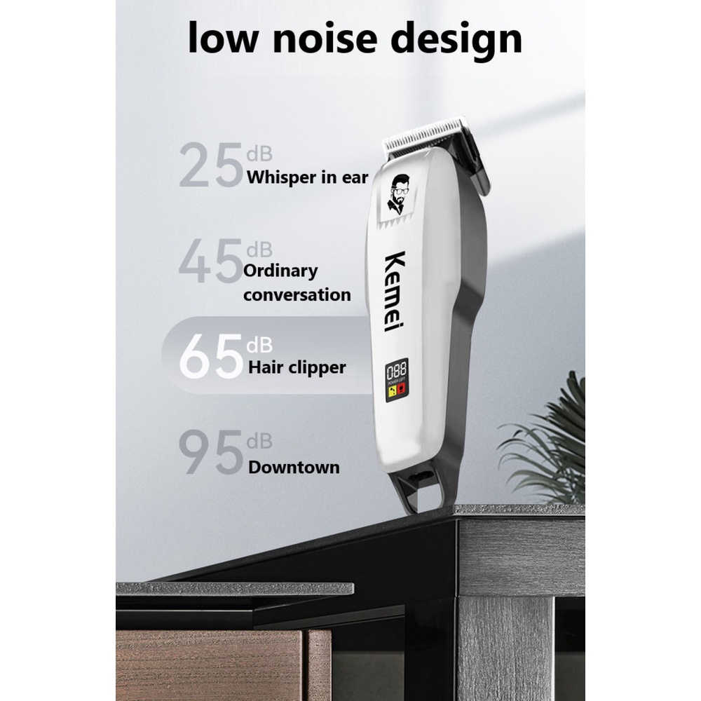 Tông Đơ Cắt Tóc Chuyên Nghiệp Kemei Không Dây Cho Nam