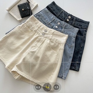 Quần sooc jeans cạp cao 2 cúc thời trang nữ A18