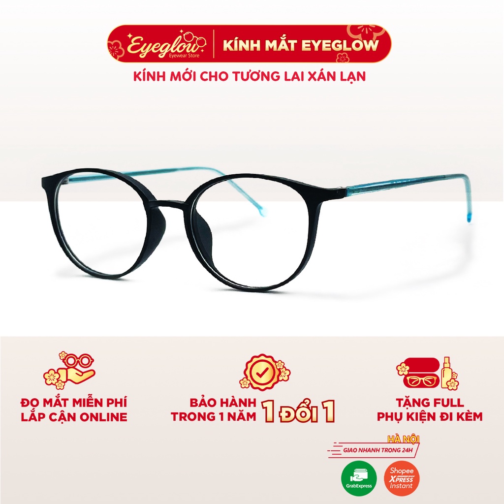 Gọng kính cận nữ tròn thời trang EYEGLOW thiết kế mới trong BST 2022 siêu đẹp giá rẻ cốt thép bền bỉ EG-8260