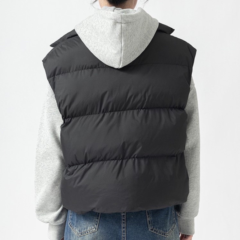 Áo Puffer Gile Form Rộng Dây Rút Tăng Chỉnh, Áo Phao Gile Cộc Tay Chần Bông Dành Cho Nam Và Nữ