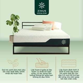 Nệm Foam Tinh Chất Trà Xanh Cao Cấp Dày 25cm Zinus - 10in Cooling Gel Memory Foam Mattress