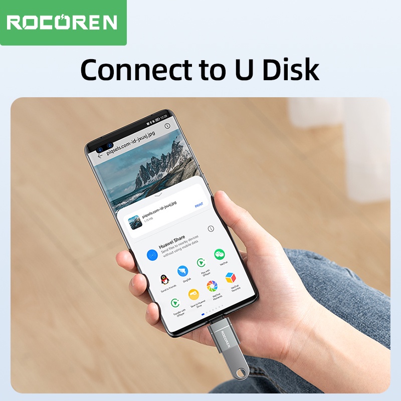 Đầu chuyển đổi ROCOREN OTG USB Type C đầu cắm sang USB A 3.0 lỗ cắm thích hợp cho Macbook Samsung S22 S20 Android