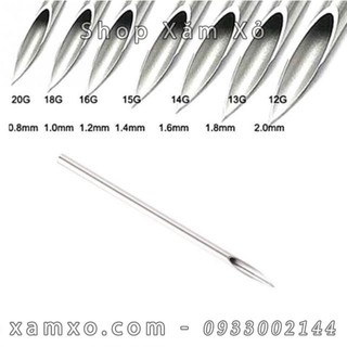 Vỉ 5 kim xỏ khuyên các size 12g - 14g - 15g - dụng cụ xăm sài gòn