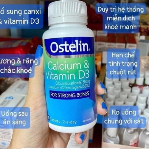 Ostelin Calcium & Vitamin D3 của Úc lọ 130 viên Bổ sung Canxi Cho Bà Bầu 