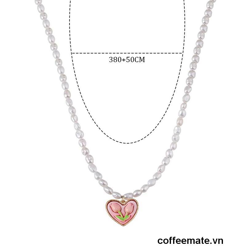 【coffeemate】⚡ Vòng cổ Hình Hoa Tulip Đính Ngọc Trai Nhân Tạo Thời Trang