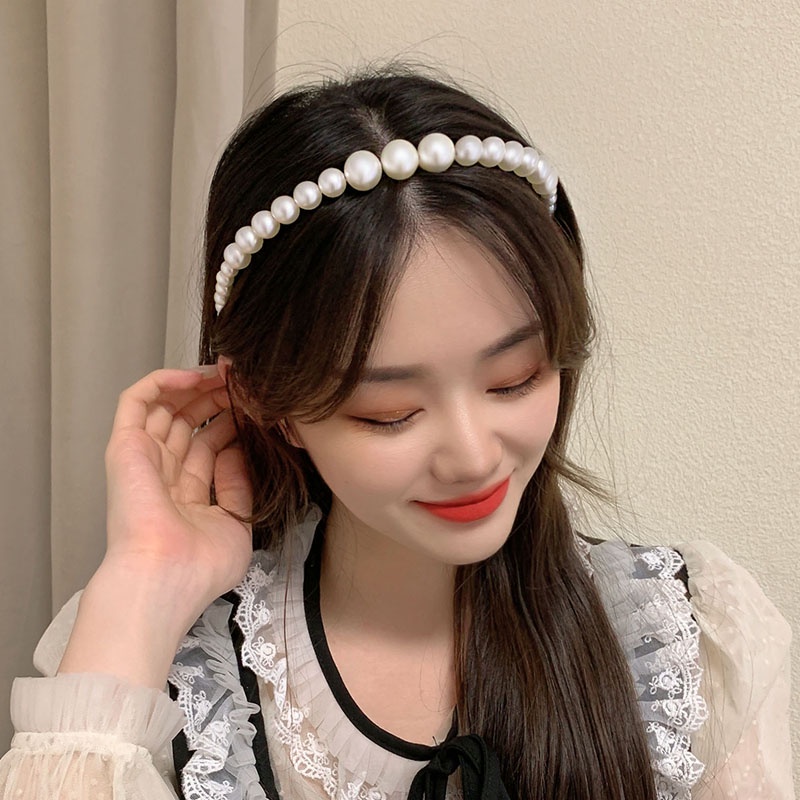 【Bờm Tóc】Kẹp Tóc Dạng Dây Xích Đính Ngọc Trai Đen Phong Cách Hàn Quốc 2022