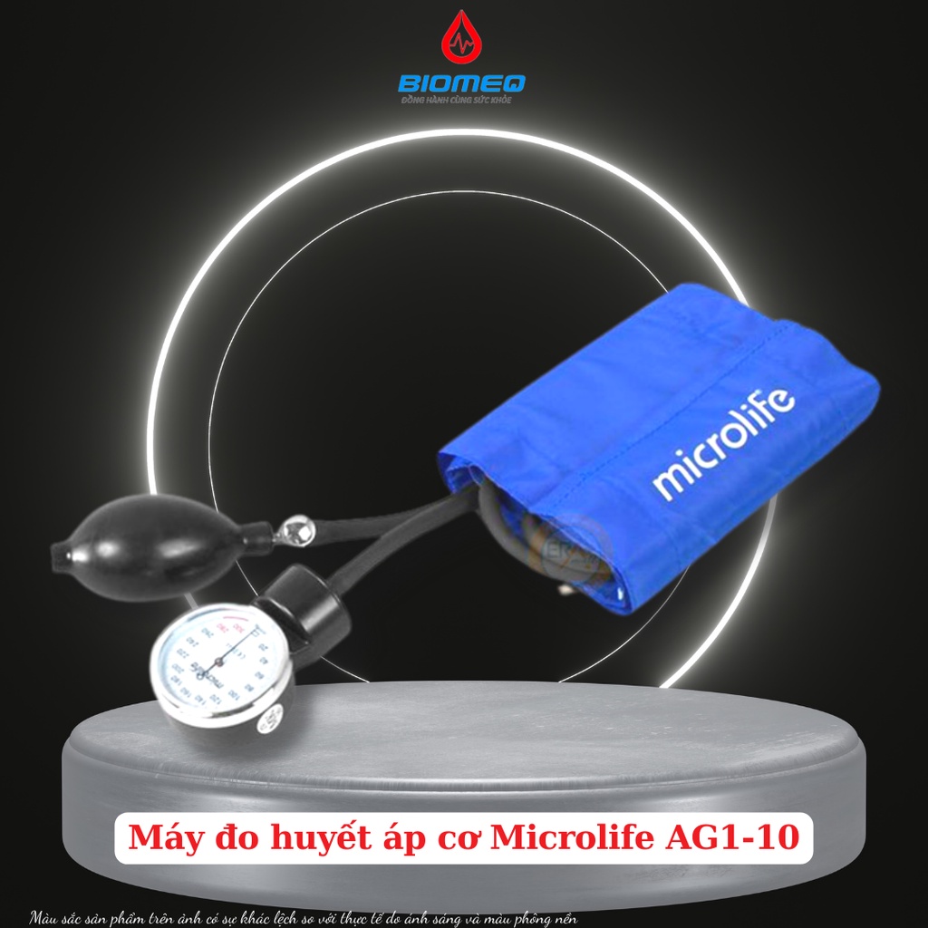 Máy đo huyết áp cơ Microlife AG1-10 trang bị đồng hồ áp suất, túi hơi, van xả chất lượng cao