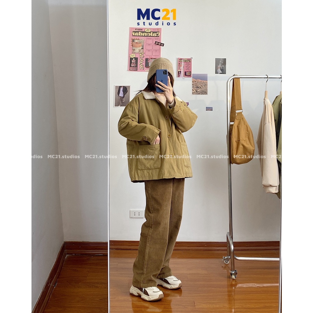 Áo khoác kaki MC21.STUDIOS chần bông jacket form rộng Unisex nam nữ phong cách Streetwear Ulzzang Hàn Quốc A3421