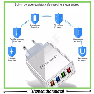 Củ sạc 4 cổng usb, củ sạc nhanh quick charge 3.0 | màu ngẫu nhiên