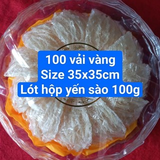 100 tấm vải vàng size 35x35cm lót hộp yến
