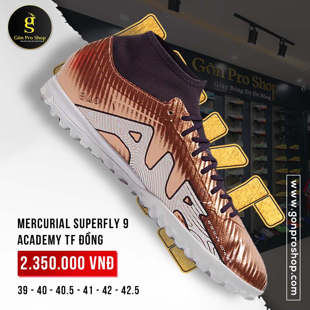 GIÀY ĐÁ BÓNG CHÍNH HÃNG - MERCURIAL SUPERFLY 9 ACADEMY TF - ĐỒNG - DR5948 - 810 - SÂN CỎ NHÂN TẠO